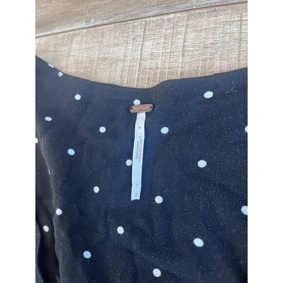 Free People All Yours Black Polka Dot Tie Front Dress Size 2 - Picture 3 of 6